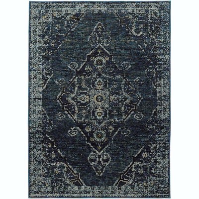 Oriental Weavers Andorra 7135F Blue/ Light Blue Indoor Area Rug - 2'3" x 8'