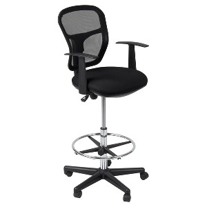 Riviera Drafting Chair - Black: Mesh Back, Adjustable Height, Footring, Home Office & Studio Comfort - 1 of 4