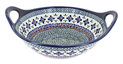 Blue Rose Polish Pottery Mosaic Flower Medium Bowl With Handles : Target