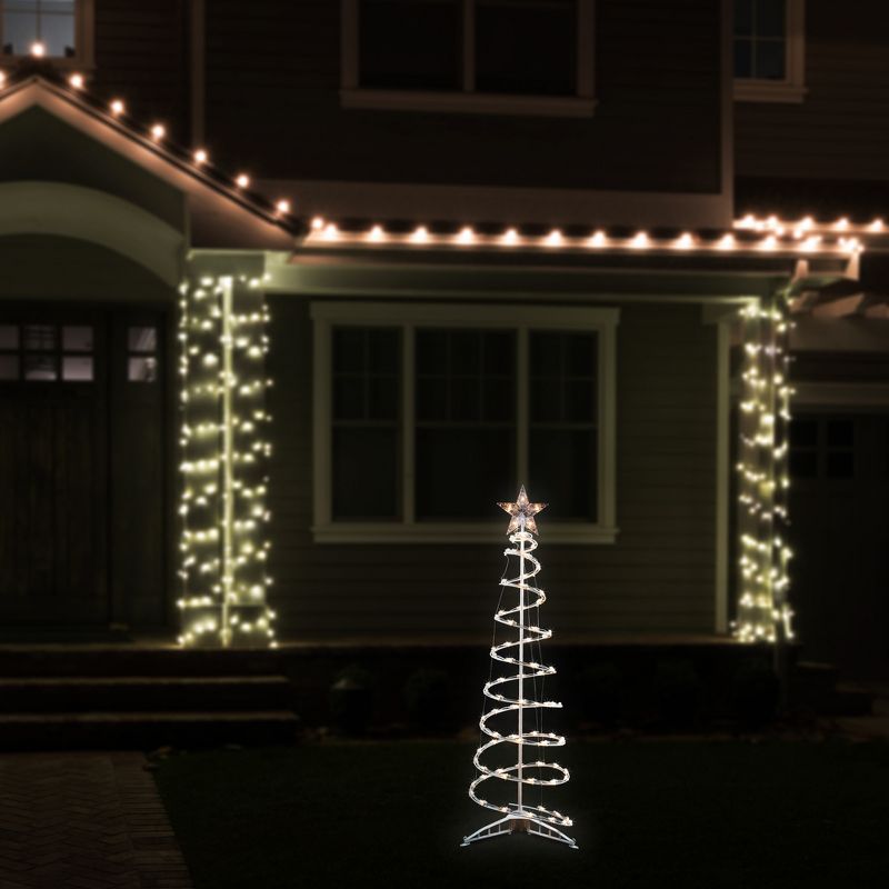 Northlight 4ft Lighted Spiral Cone Tree Outdoor Christmas Decoration, Clear Lights, 4 of 9
