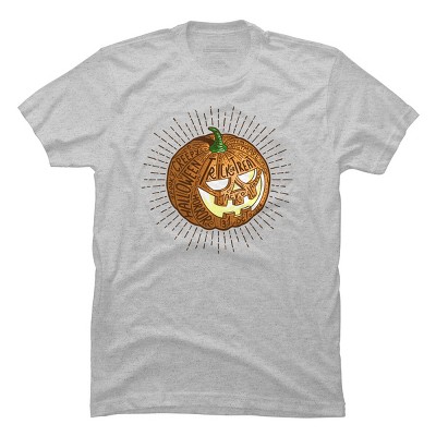 Men's Design By Humans Halloween smiling retro pumpkin with fine detailed lettering By Agor2012 T-Shirt