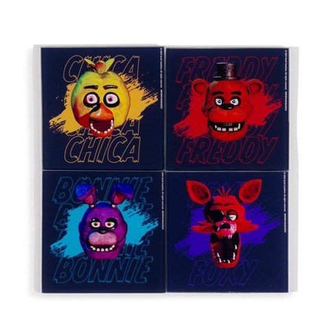 Silver Buffalo Five Nights At Freddy's Characters Glass Coasters | Set of 4 - image 1 of 4