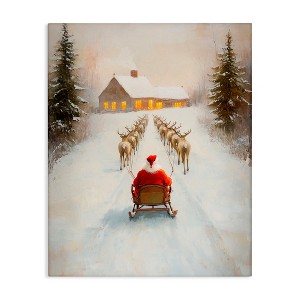 Stupell Industries Santa's Visit Sleigh Ride Canvas Art - 1 of 4