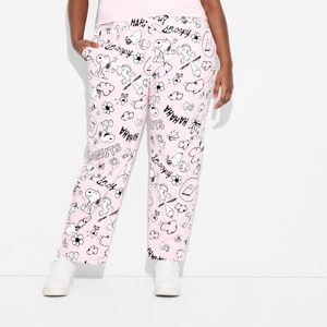 Women's Snoopy Graphic Lounge Pants - Pink - 1 of 3