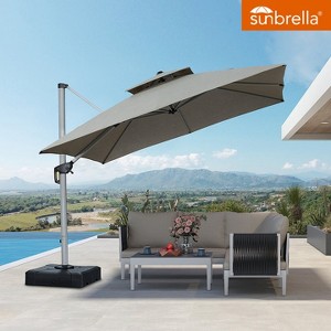 PURPLE LEAF Premium Patio Umbrella Classic SUNBRELLA Cantilever Umbrellas with Base 360 Degree Rotation for Garden Pool - 1 of 4