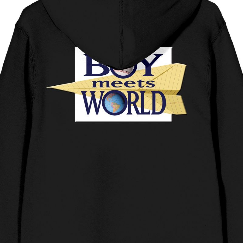 Boy Meets World Series Title Logo Adult Black Hoodie, 3 of 5
