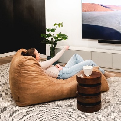 Vintage Brown Vegan Suede Ergonomic Lounger with Removable Cover