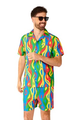 OppoSuits Men's Summer Set - Loopy Lines Printed Top And Shorts