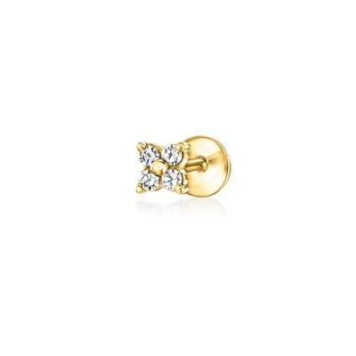 Ross-Simons 0.10 ct. t.w. Diamond Clover Flat-Back Stud Earrings in 10kt Yellow Gold