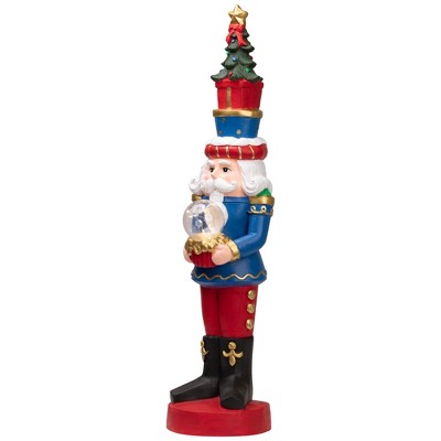 Traditional LED Lighted Nutcracker Soldier with Christmas Tree - 32" - Red, Blue, and Gold