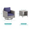 Sonkuki 3-Piece Patio Chair Set Brown Rattan Swivel Rocking Chair Set Coffee Table Suiting Backyard - 2 of 4