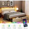 King LED Bed Frame with Headboard Upholstered Platform Bed with Charge Station and Storage Drawers Heavy Duty Metal Slats No Box Spring Needed Gray - 4 of 4
