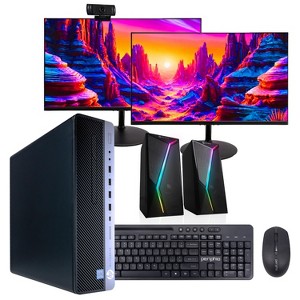 Refurbished HP EliteDesk 800G4 Desktop Computer-Intel i5-32GB RAM-1TB SSD-2 24" LCD-Keybrd/Mse-Speaker-Webcam &Mic-Win 11 Pro-Manufacturer Refurbished - 1 of 4