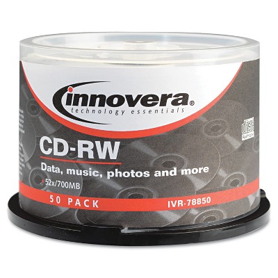 Innovera CD-RW Discs Rewritable 700MB/80min 12x Spindle Silver 50/Pack 78850