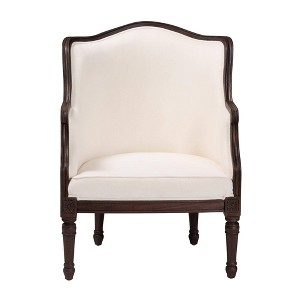 bali & pari Ornella Fabric and Wood Accent Chair Beige/Dark Brown: Polyester Upholstery, Rattan Frame - 1 of 4