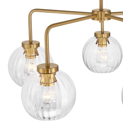 Modern Gold Metal Pendant Chandelier with Clear Glass Shades