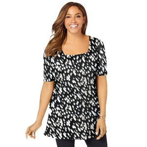 Jessica London Stretch Cotton Square Neck Tunic - 1 of 4