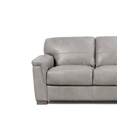 Cornelia Beige Leather Tufted Sofa with Removable Cushions