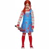 Joyfy Halloween Creepy Doll Costume for Kids Girls, Killer Doll Outfit with Top& Dress& Socks for Halloween Cosplay Dress Up Party, L - 3 of 4