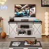 Farmhouse TV Stand and Entertainment Center for TV Up to 65 Inches with Sliding Barn Doors and Adjustable Shelf, TV Media Storage Console Table - 2 of 4