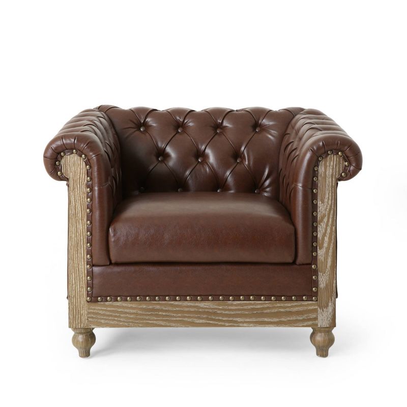 Castalia Chesterfield Tufted Club Chair with Nailhead Trim Midnight - Christopher Knight Home, 1 of 11