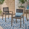 VYNXARIA Acacia Wood and Mesh Outdoor Dining Chairs ,Set of 2,Stylish Gray Mesh Seating with Teak Finish,Durable and Comfortable for Al Fresco Dining - 2 of 4