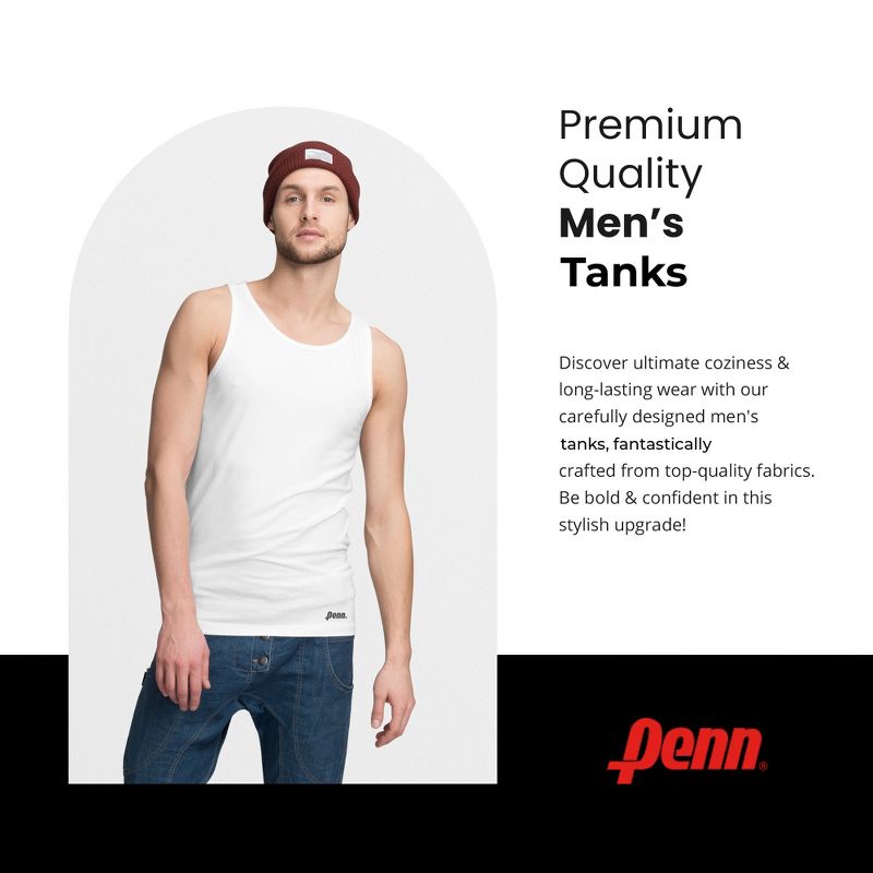 Penn Men's Modern Fit Tank Tops 4-Pack of Breathable, Tagless, Comfortable Cotton T-Shirts, 2 of 8
