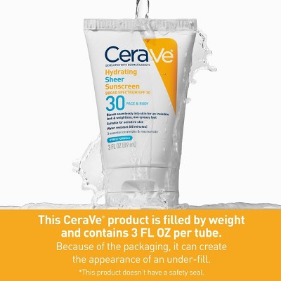 CeraVe Hydrating Sheer Sunscreen Lotion for Face and Body - SPF 30 - 3 fl oz_10