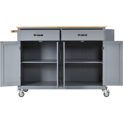 NicBex 54.33Inch Rolling Kitchen Island with 4 Door Cabinet,2Drawers,Spice Rack and Towel Rack