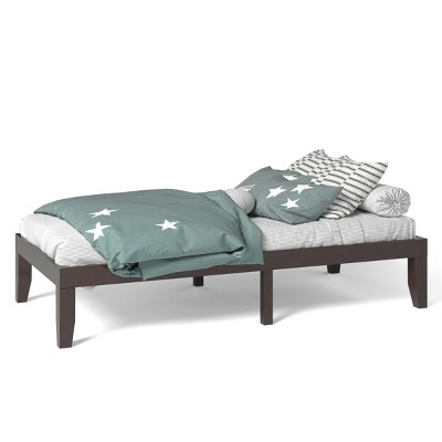 Infans Twin Size 14" Wooden Bed Frame Mattress Platform Wood Slats Support Espresso