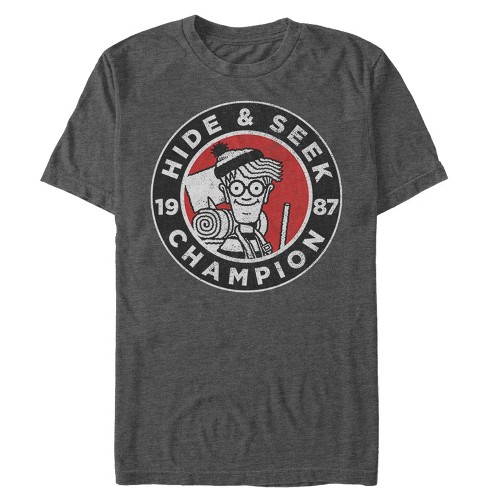 Men's Where's Waldo Hide and Seek Champion T-Shirt - Charcoal Heather -  Medium