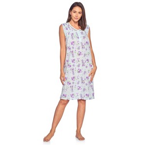 Casual Nights Women's Floral Embroidered/Lace Trim Sleeveless Nightgown - 1 of 4