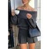 V For City Women's Autumn Winter Off-Shoulder Slim-Fit Solid Color Pullover Sweater - 3 of 4