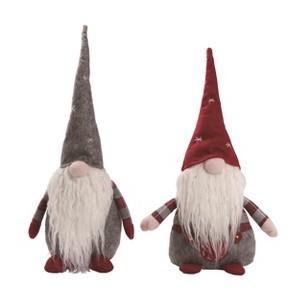 Transpac Plush Santa Gnome Set of 2 Christmas Home Decorations - 1 of 1