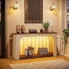 Gulches Farmhouse 2-Tier Console Sofa Table with LED Lights, Wood, Brown, 55" - 4 of 4