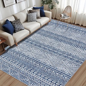 8'x10'Modern Geometric Area Rug, Plush Faux Wool Machine Washable Large Carpet with Non-Slip Backing for Living Room, Dining Table - 1 of 4