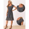 Allegra K Women's Flutter Sleeve Belted Square Neck Floral Chiffon Ruffle Dress - 2 of 4