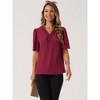 INSPIRE CHIC Women's Dressy Chiffon V Neck Casual Summer Short Sleeve Tunic Shirts - 3 of 4