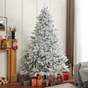 Premium 7FT Artificial Christmas Tree for Home Office Party Decoration with Fluffy Branch White Snow Tips and Metal Stand - 1 of 4