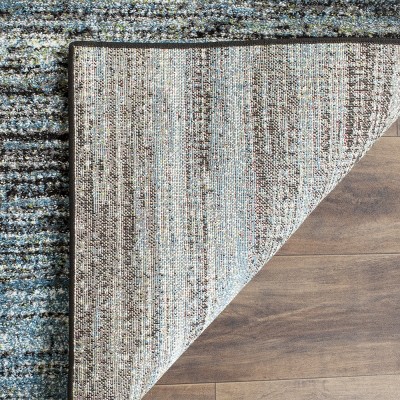 Blue and Charcoal Hand-Knotted Floral 4' x 6' Area Rug