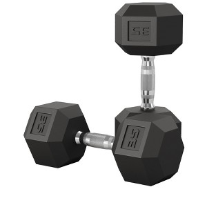 Garvee Rubber Encased Hex Dumbbell Set Contoured Handle for Muscle Toning, Strength Building & Full Body Workout - 1 of 4