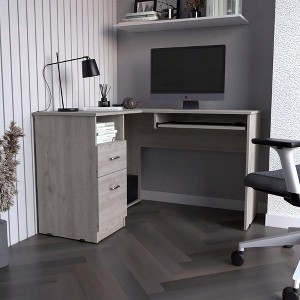 PAGED L Shaped Computer Desk with Left Return, Versatile Office Desk with Keyboard Tray, Two Drawers, One Open Shelf for Study, Living Room - 1 of 4