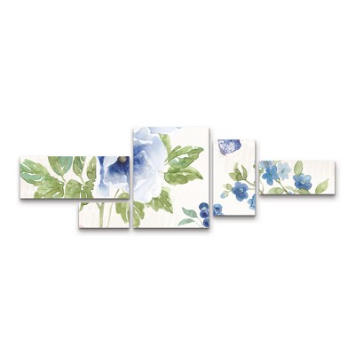 Trademark Fine Art Beth Grove Indigo Petals I 3 Piece Panel Set Art
