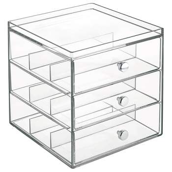 iDESIGN Plastic Slim 3-Drawer Desk Organization Set Clear