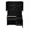 69 Inch Buffet Cabinet,Kitchen Pantry Storage Cabinet with Microwave Stand And 3 Rattan Doors-Maison Boucle - 4 of 4