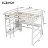 Full Size Loft Bed with Storage Shelves and Under-Bed Desk, Space-Saving Loft Bed Frame for Kids, Teens & Adults, Gray/White - ModernLuxe - 4 of 4
