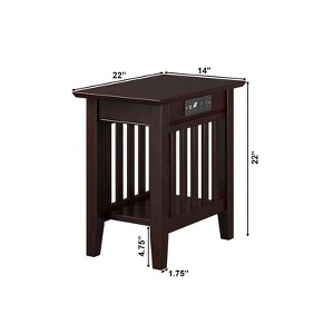 AFI Mission Solid Wood Mid-Century End Table with USB Charger in Espresso - 1 of 4