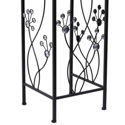 Set of 3 Black Iron Floral Plant Stands