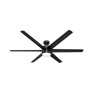 72" Solaria Damp Rated Ceiling Fan with Remote, 6-Speed, LED, Matte Black - Hunter Fan - 1 of 4
