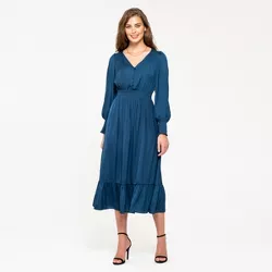 August Sky Women's Smocked Cinched Midi Dress